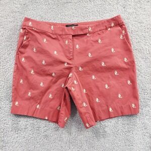 Talbots Shorts Womens 14P Chino Embroidered Seahorse Zip Front Pockets Pink